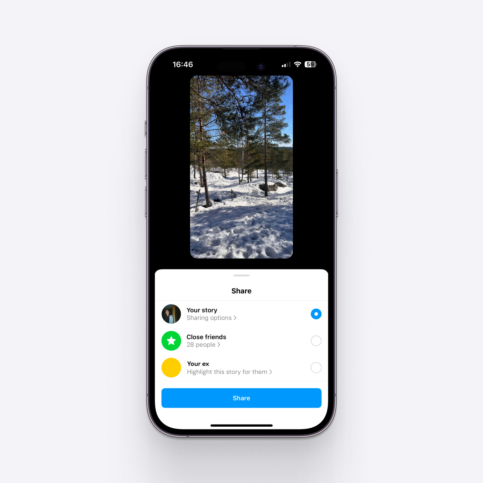An option to highlight your story just for them.